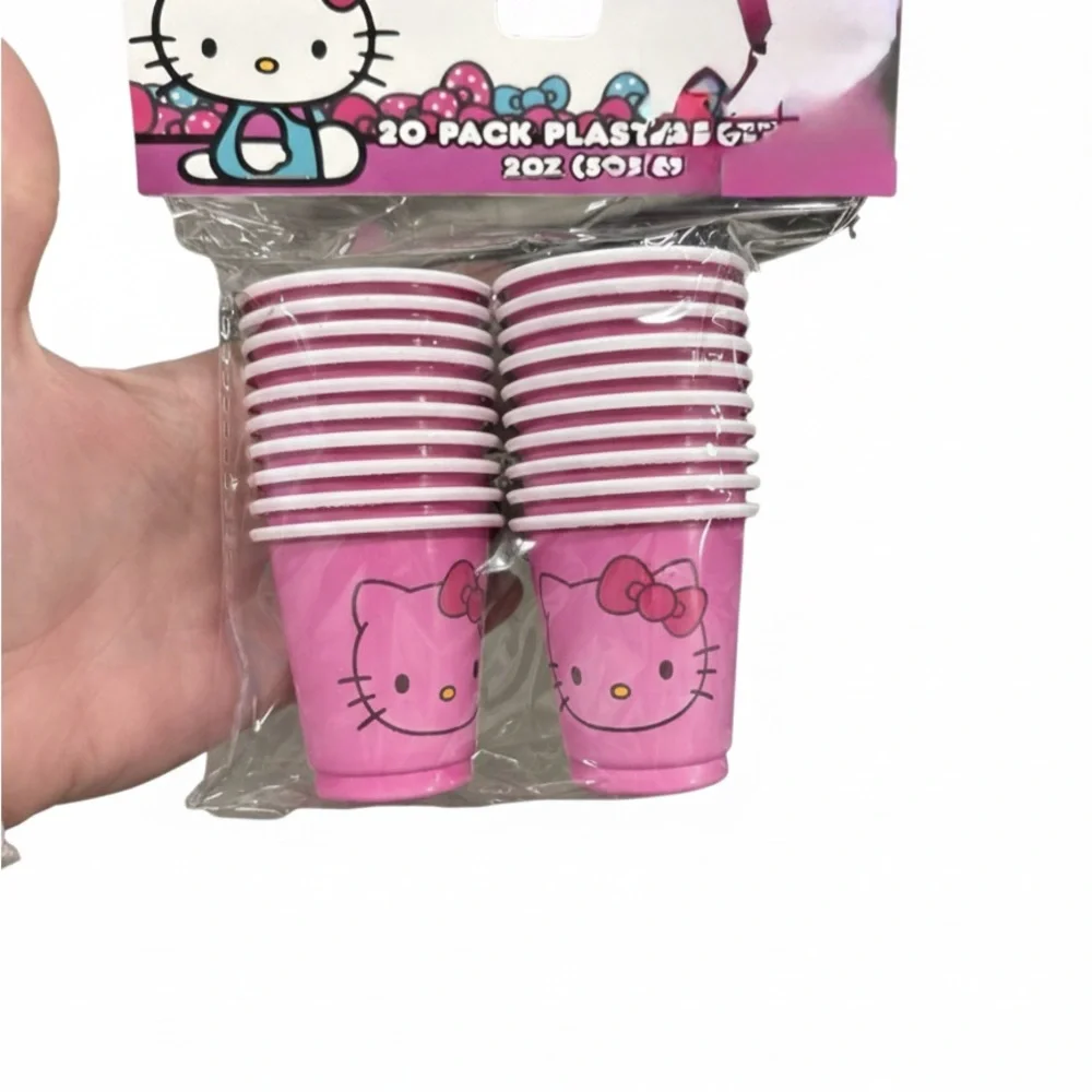 5 packs of Hello Kitty Pink Disposable Cups - 2 oz shot glasses 20 Per pack 100